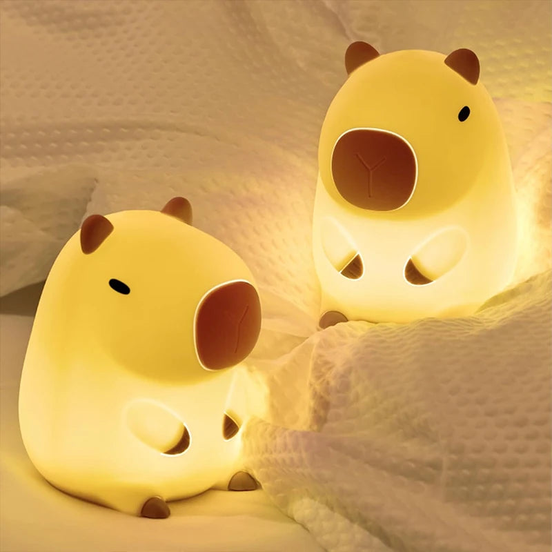 Capybara Night Light – Cute Soft Silicone LED Lamp (Rechargeable)