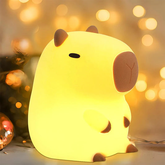 Capybara Night Light – Cute Soft Silicone LED Lamp (Rechargeable)